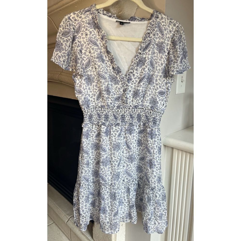 PAIGE Silk Georgette Giannina Mini Dress White/Periwinkle Size XS - Picture 8 of 13